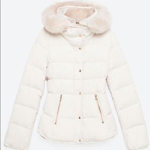 (ZARA BASICS) Cream, Quilted Puffer Jacket